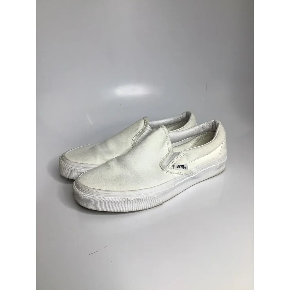 Vans Slip-On Shoes Womens 6 White Good Canvas Low Top Sneakers casual trendy